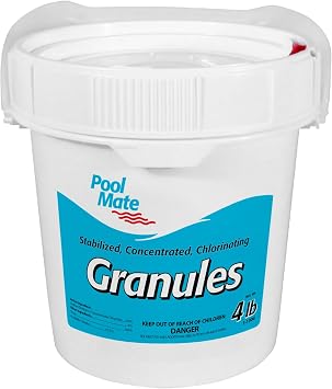 Pool Mate 4-Pounds Premium Pool Chlorine Granules, Concentrated Chlorinating Granules, Made in USA