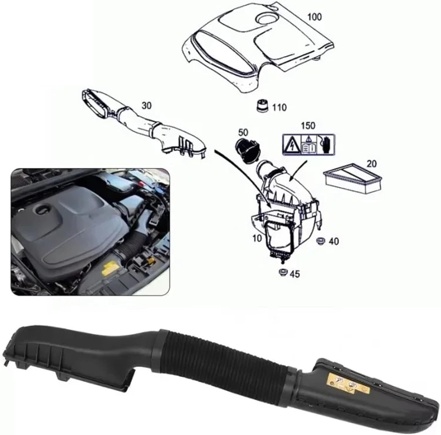 2700900282 2700900382 Air Intake-Inlet Duct Tube Hose Compatible With Mercedes-Benz X156 W176 W246 OEM 2700900100 A2700900282 A2700900382(2700900282)