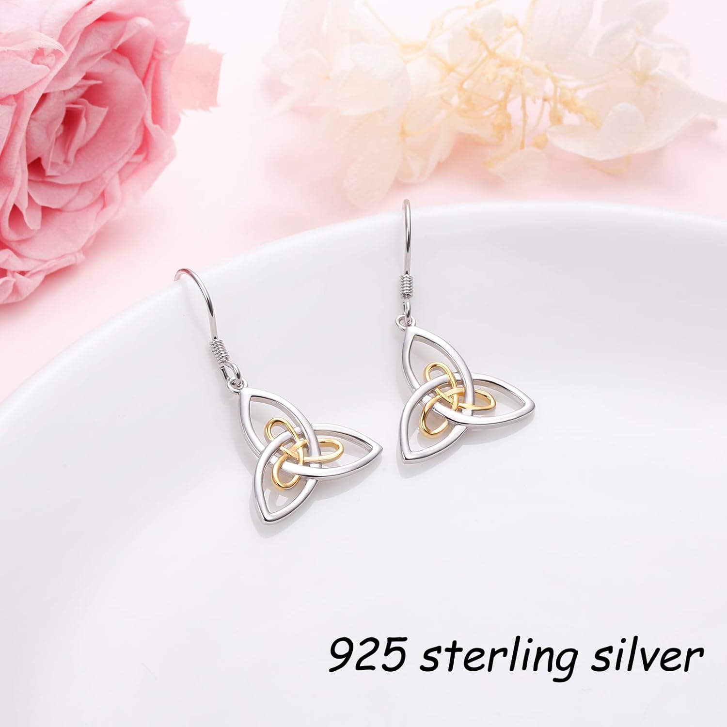 Celtic Knot Earrings Hypoallergenic S925 Sterling Silver Eardrop Irish Jewelry for Women Mom Wife Girlfriend Daughter,Friends on Mother's Day/Thanksgiving Day/Valentine's Day/Birthday