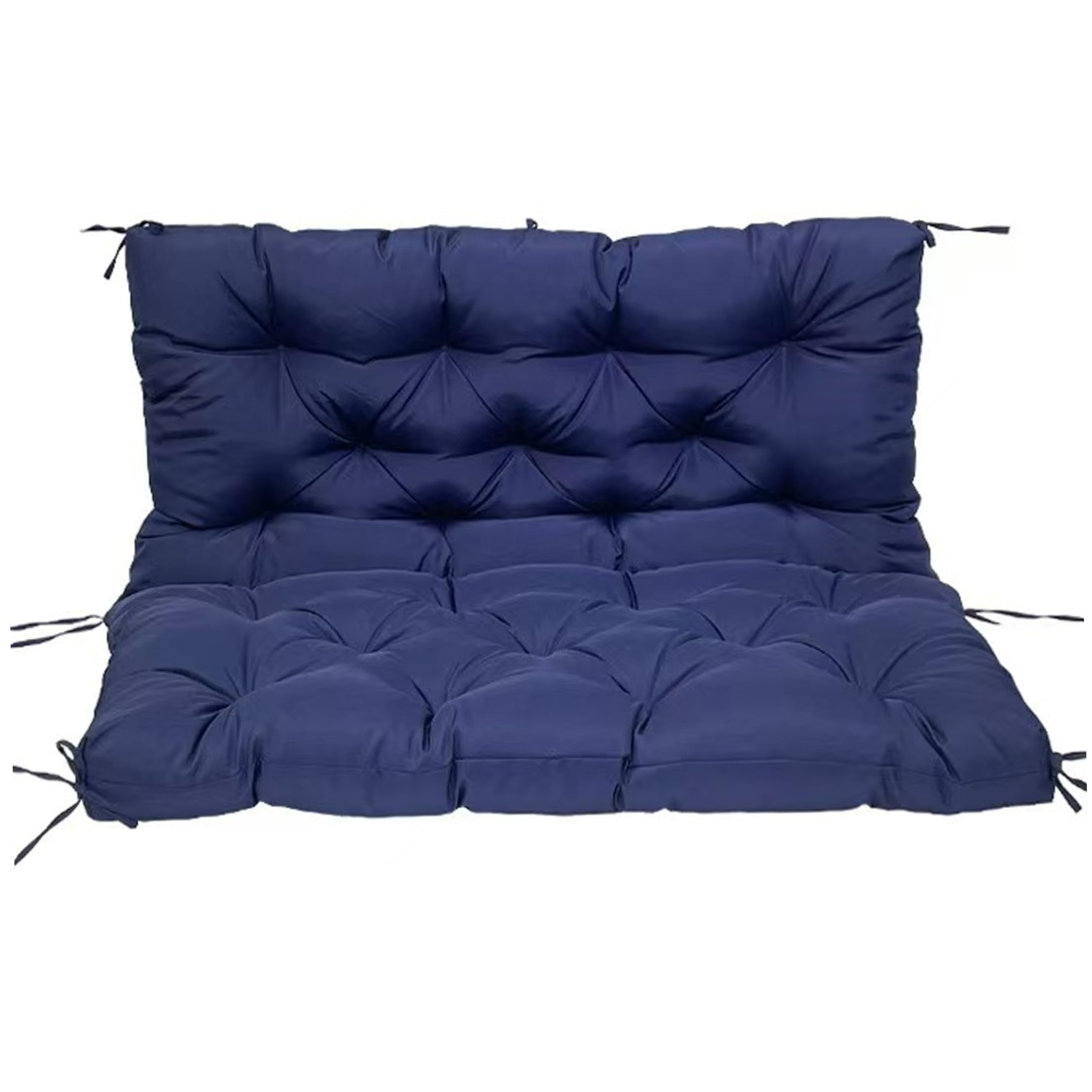 StaZamor 47x39 Inch Dark Blue 2 Seat Waterproof Swing Cushion Replacement with Back & Ties, Soft Fabric Pad for Garden, Yard, Patio, Porch Swing Glider