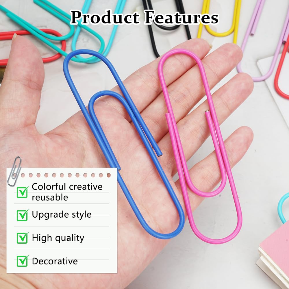 Graffette Colorate Grandi 50 Pezzi - Fermagli Per Ufficio 10cm, Multicolore Per Organizzazione