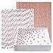 Produktbild 100pcs Roségold Partygeschirr Kindergeburtstag Set, Rose Gold Papierservietten und Papiertrinkhalme mit Rose goldenen Streifen Einweg,Servietten Weiß mit goldfarbenen Punkten, Cocktail Servietten
