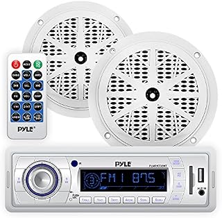 Marine Headunit Receiver Speaker Kit - In-Dash LCD Digital Stereo w/ AM FM