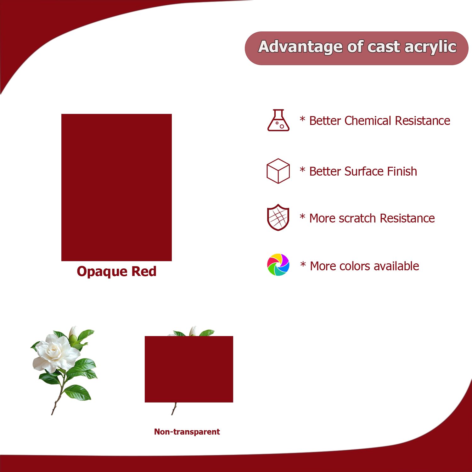 Red Acrylic Sheets - 2 Pack for Laser Cutting & Crafts -5