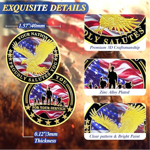 50 Pcs Military Veteran Challenge Coins Thank You for Your Service Token by ASmileIndeep - Used condition - Image 3