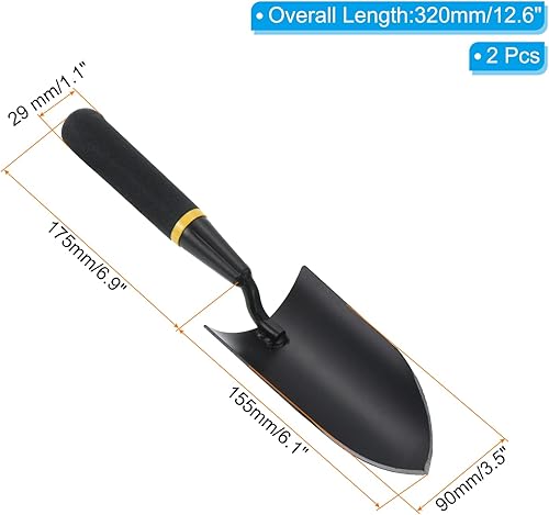 Miniatura 2 de PATIKIL Pala de jardín de 12.6 pulgadas, paquete de 2 palas de jardinería, palas de mano de acero al manganeso, herramienta de jardín, pala para