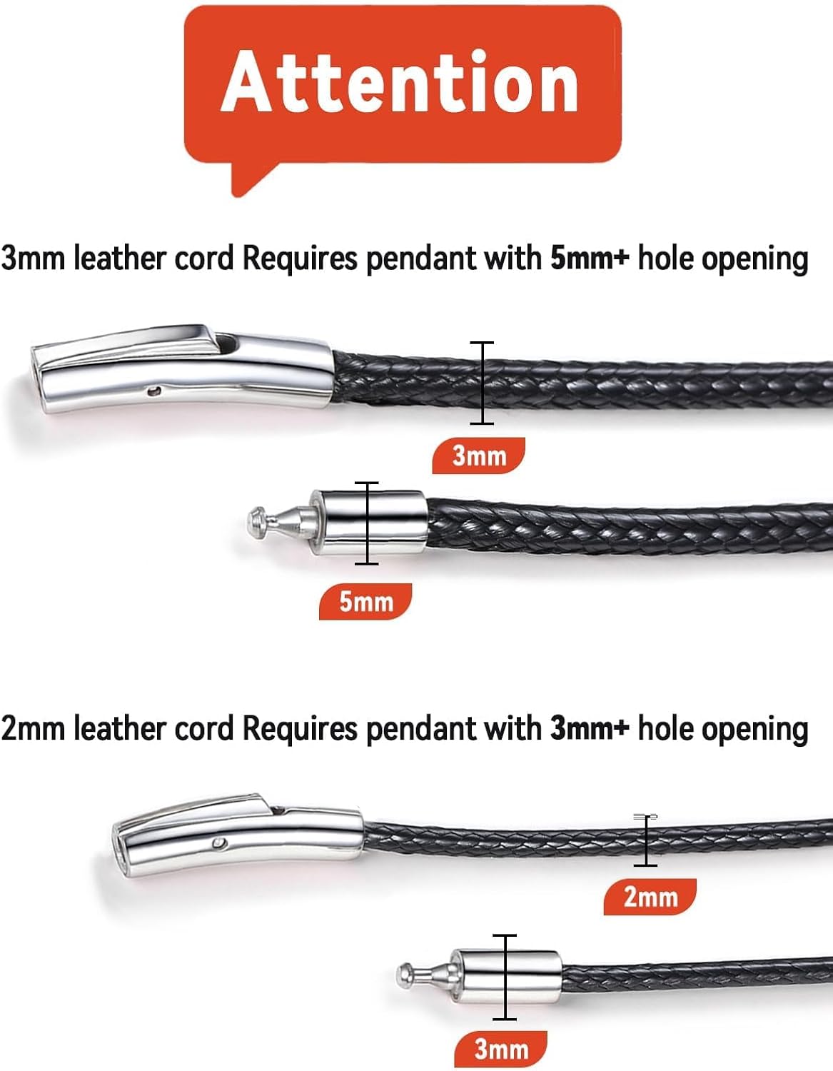 FaithHeart Braided Leather 2MM/3MM Necklace Cord for Men with Stainless Steel Snap Clasp, Waterproof Woven Wax Rope Chain for Pendant with Delicate Gift Box - Image 4