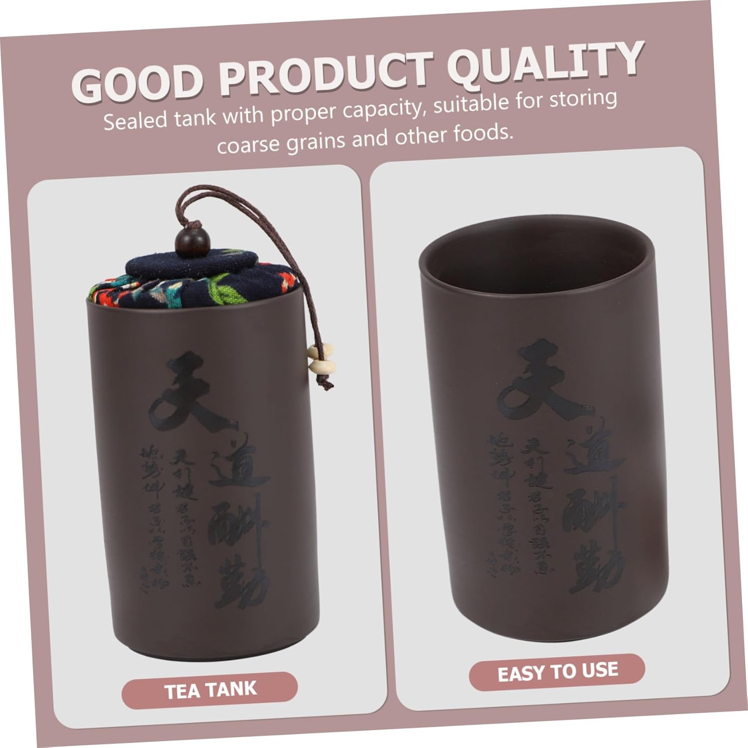SECFOU Multi-functional Tea Canister with Airtight Seal for Tea Candy and Grain Storage Elegant Purple Clay Design for Home and Office Use