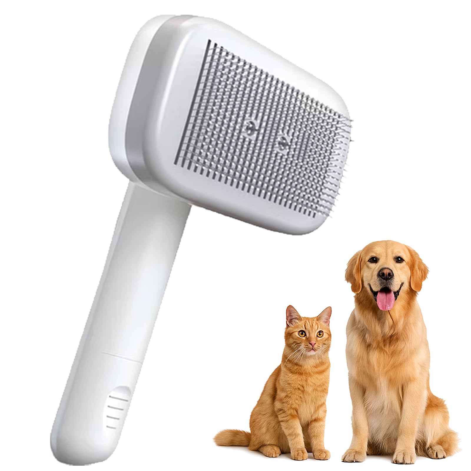 Pet Ion Brush - Professional Pet Hair Brush with Double Ion Generator - Self-Cleaning Dog & Cat Brush, Gentle Detangling Fur & Undercoat, for Short & Long Hair (1)