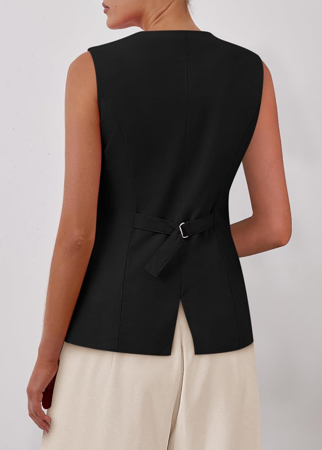 KIRUNDO Vest Tops for Women Trendy Dressy Business Casual Outfits 2026 Summer Sleeveless Fitted Blazer Work Suit Waistcoat - Image 2