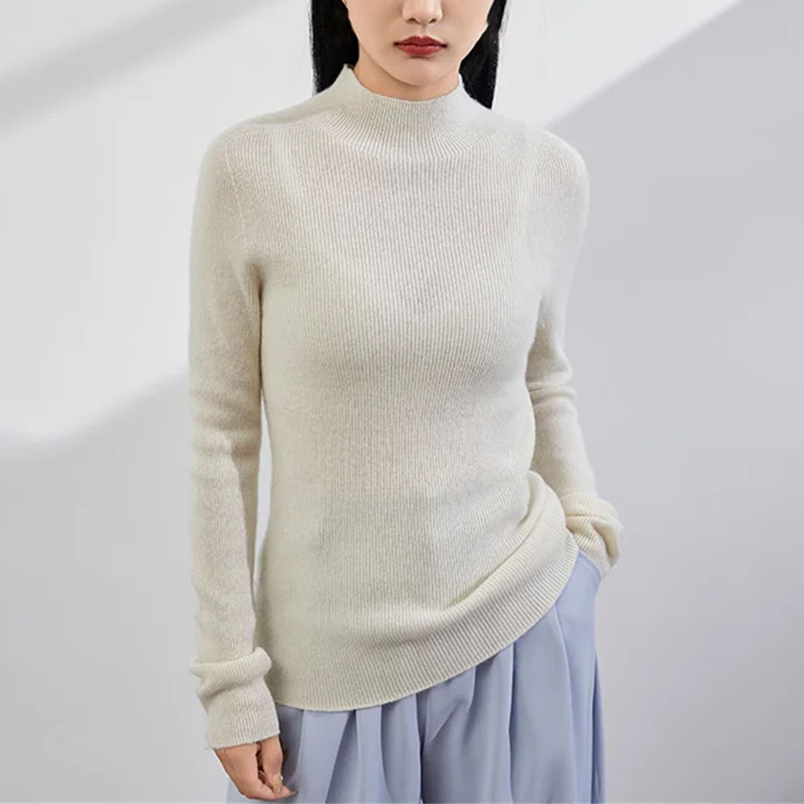 Maglione da donna a collo alto in cashmere slim all-match maglia fondello camicia