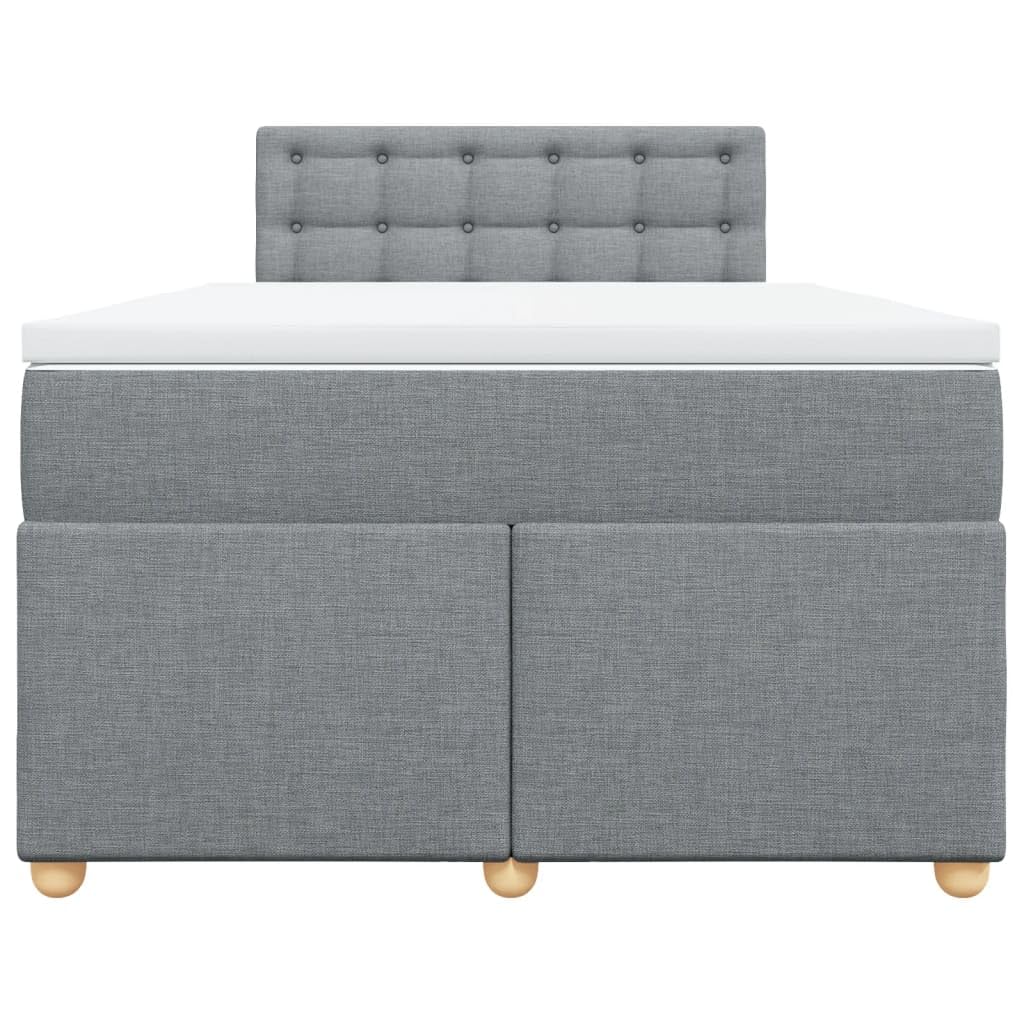 vidaXL Boxspringbett, Polsterbett Bett mit Matratze Matratzenauflage, Bettgestell mit Kopfteil Lattenrost, Doppelbett für Schlafzimmer, Hellgrau 120x200cm Stoff