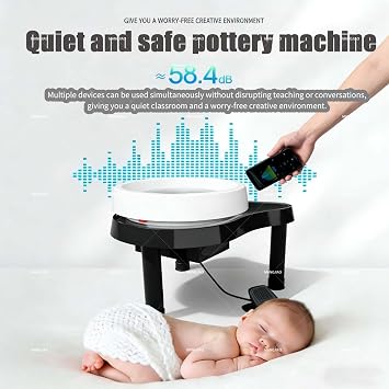 CUTANGELAR Pottery Wheel Forming Machine Pottery Wheel Ceramic Machine with LCD Touch Screen and Foot Pedal Electric Ceramic Forming Machines 12.6in Electric Ceramic Machine 60-320 RPM(White)