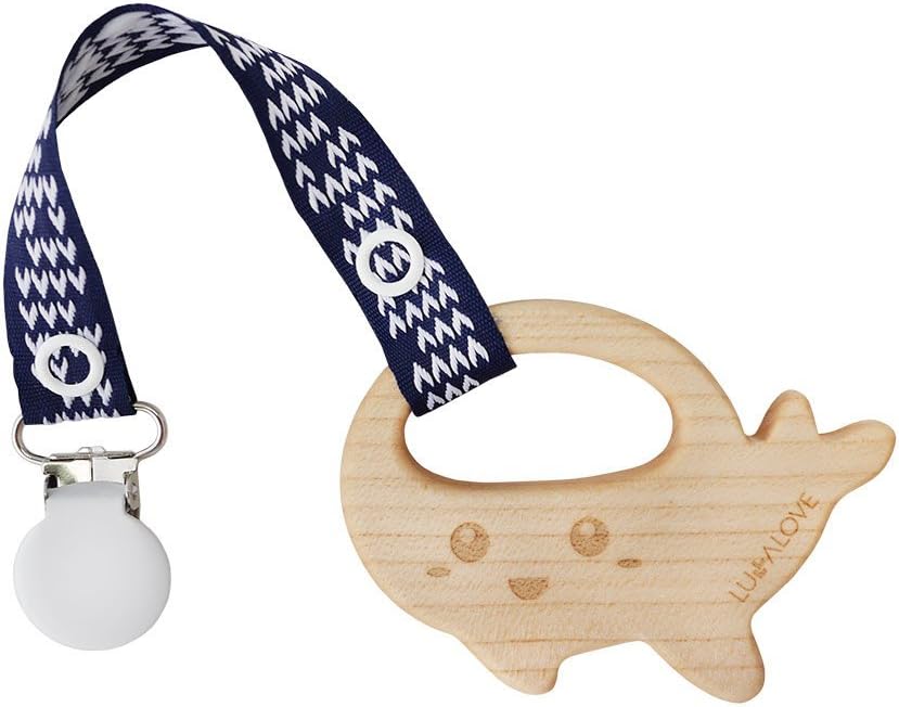 LULLALOVE MaMari Teether Soother Maple Wood Organic Natural Toddler Chew Toy (Whale)