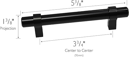 Miniatura 4 de Design House Emery 189449-MB - Manijas de gabinete de centro a centro, paquete de 5, manijas de cocina modernas, color negro mate, 189449-MB