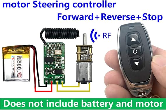 RF DC3V to 12v Remote Control Switch Motor forward and reverse Stop mini module for Mini linear actuator Coil Electromagnet Super small module 3.7V 5v 6V 9V (with 3 button remote)