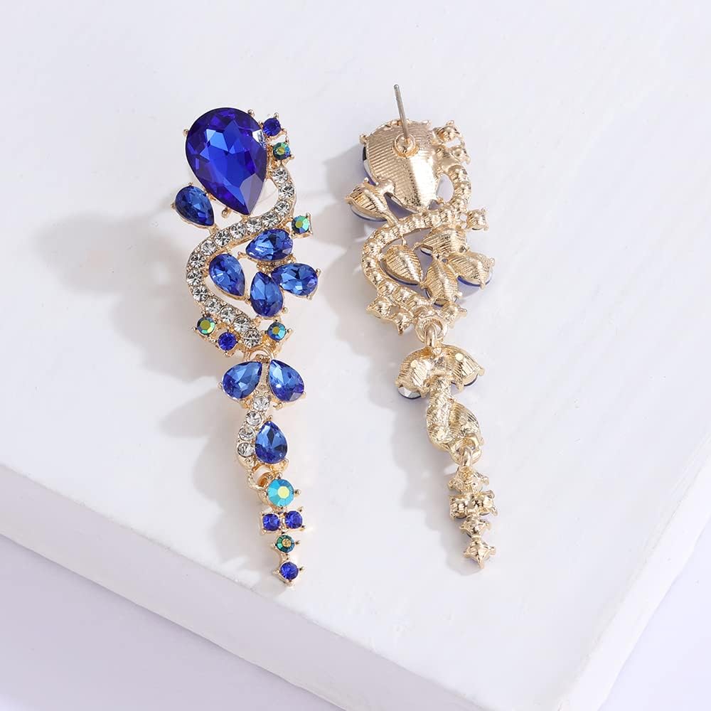Rhinestone Statement Dangle Earrings Sparkly Crystal Bridal Wedding Earrings for Brides Bridesmaides Chandelier Teardrop Earrings for Women Prom Party - Image 4