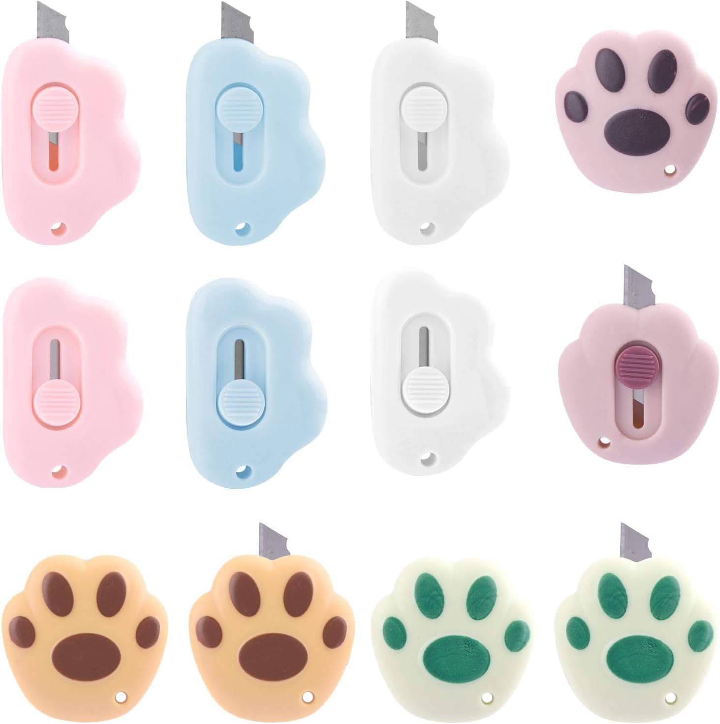 12pcs Mini Ceramic Box Cutter, Cute Retractable Utility Knife Box