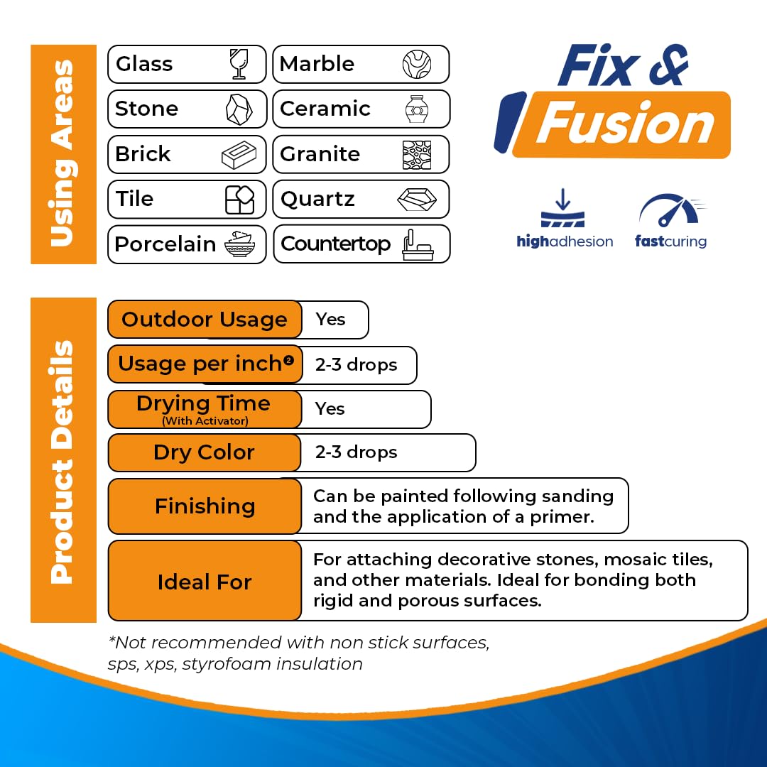 FIX & FUSION Set Colle Super Glue (100 g) et Activateur Spray (400 ml) | Adhésif Cyanoacrylate Rapide & Activateur Instantané pour Bois, Plastique, Caoutchouc, Métal & Bricolage, Réparations (12 Pack)