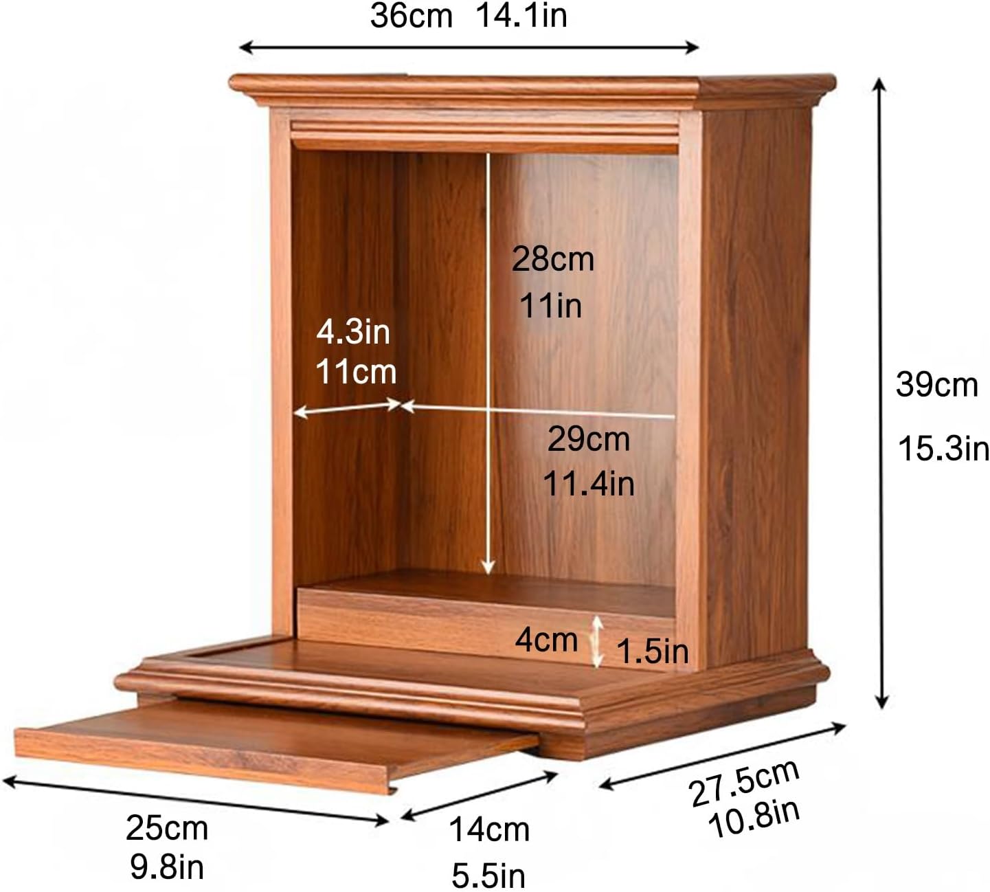 Wall-Mounted Buddha Statue Stand Shrine Altar Table,Wall Mounted Chinese Personal Buddha Niches Shrine Meditation Table,Wall-Mounted Buddha Statue Altar Table(Brown,36x27.5x39cm/14.1x10.8x15.3in)