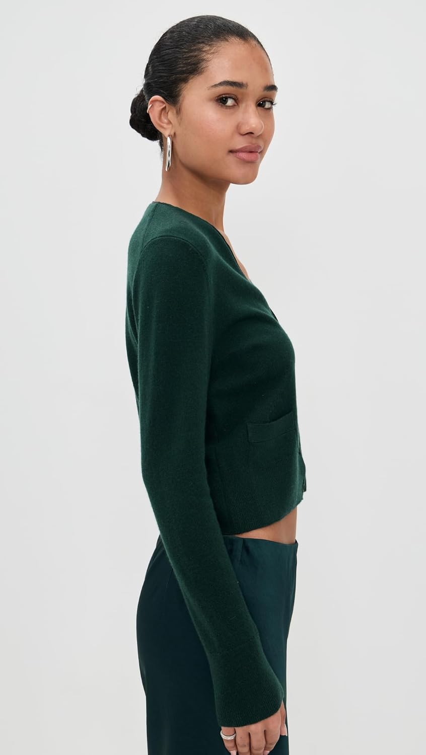 Vince Women's Satin Button Placket V Neck Cardigan - Image 5