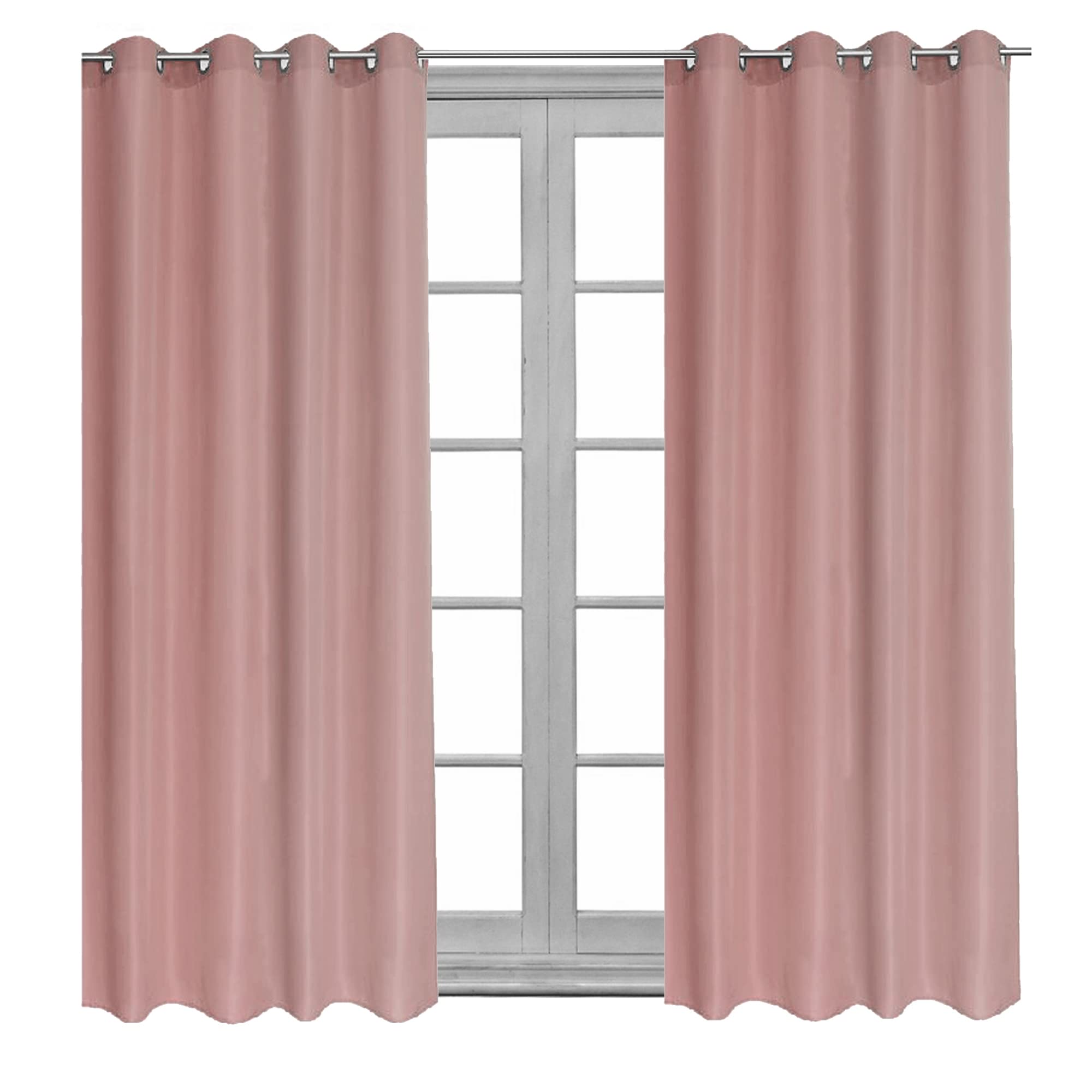 Verdunklungsvorhang mit Ösen 140cm x 245cm Vorhang Blickdicht Thermo Gardine Wärmeisolierend Wohnzimmer Vorhänge (2, Altrosa)