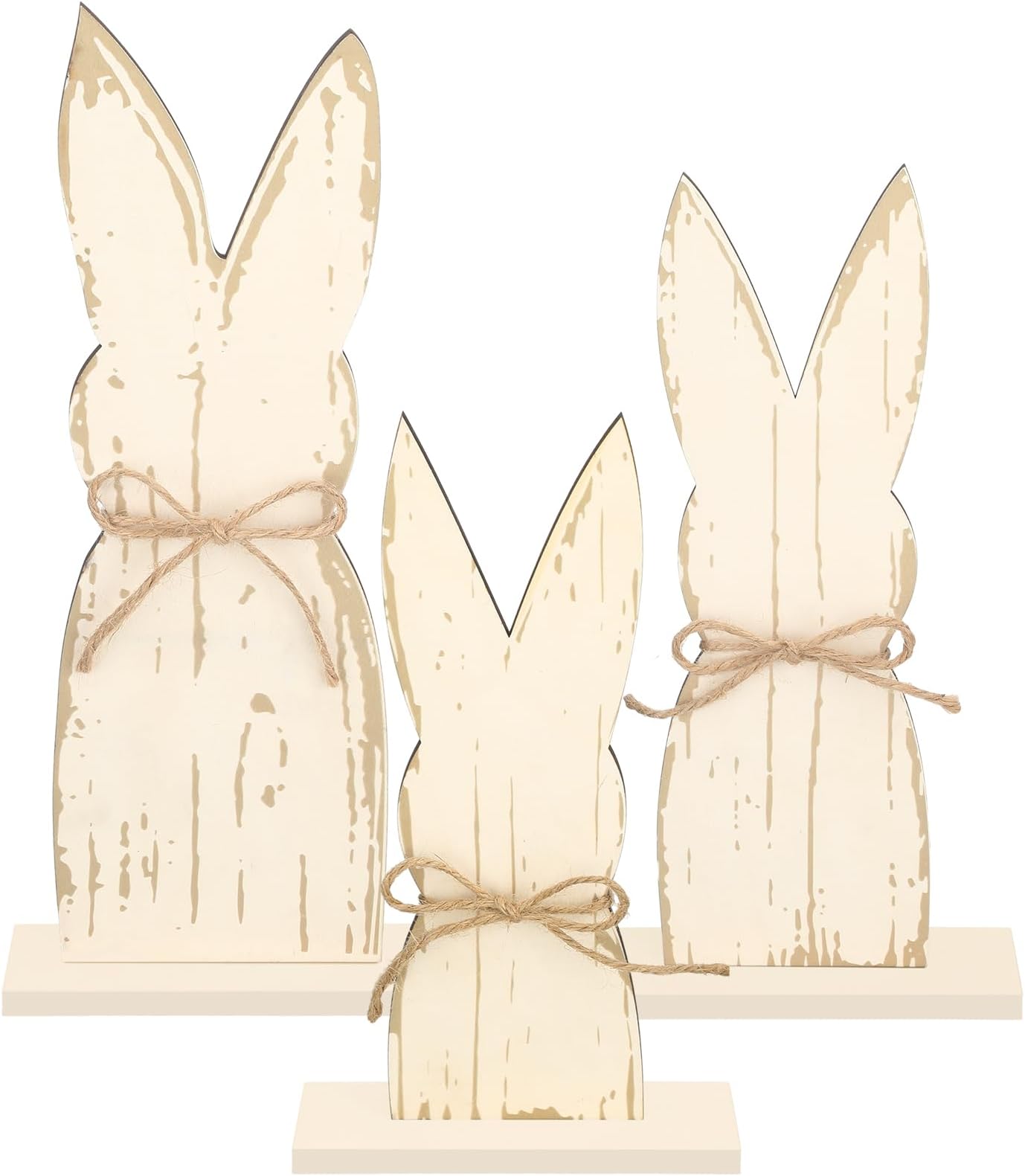 Amazon.com: 4 Pieces Easter Bunny Wooden Sign, Bunny Shape Easter ...