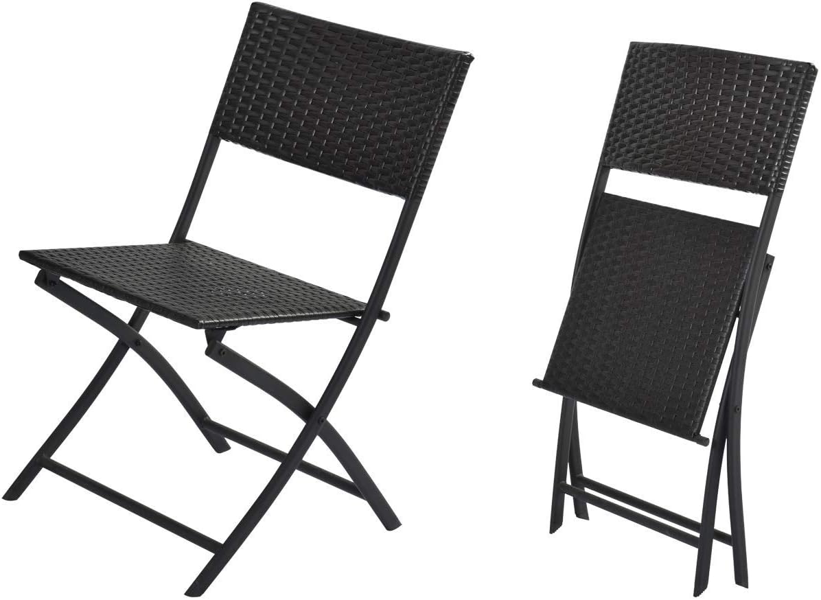 Buy Decmico 3 Piece Rattan Folding Bistro Chair Set Handwoven Small Balcony Patio Furniture With Square Table Lightweight And No Assembly Required For Garden Porch