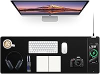 miroddi Wireless Charging Mouse Pad - Large 31.5x11.8" Gaming Desk Mat, Waterproof Non-Slip Base, Qi Fast Charge for Phone