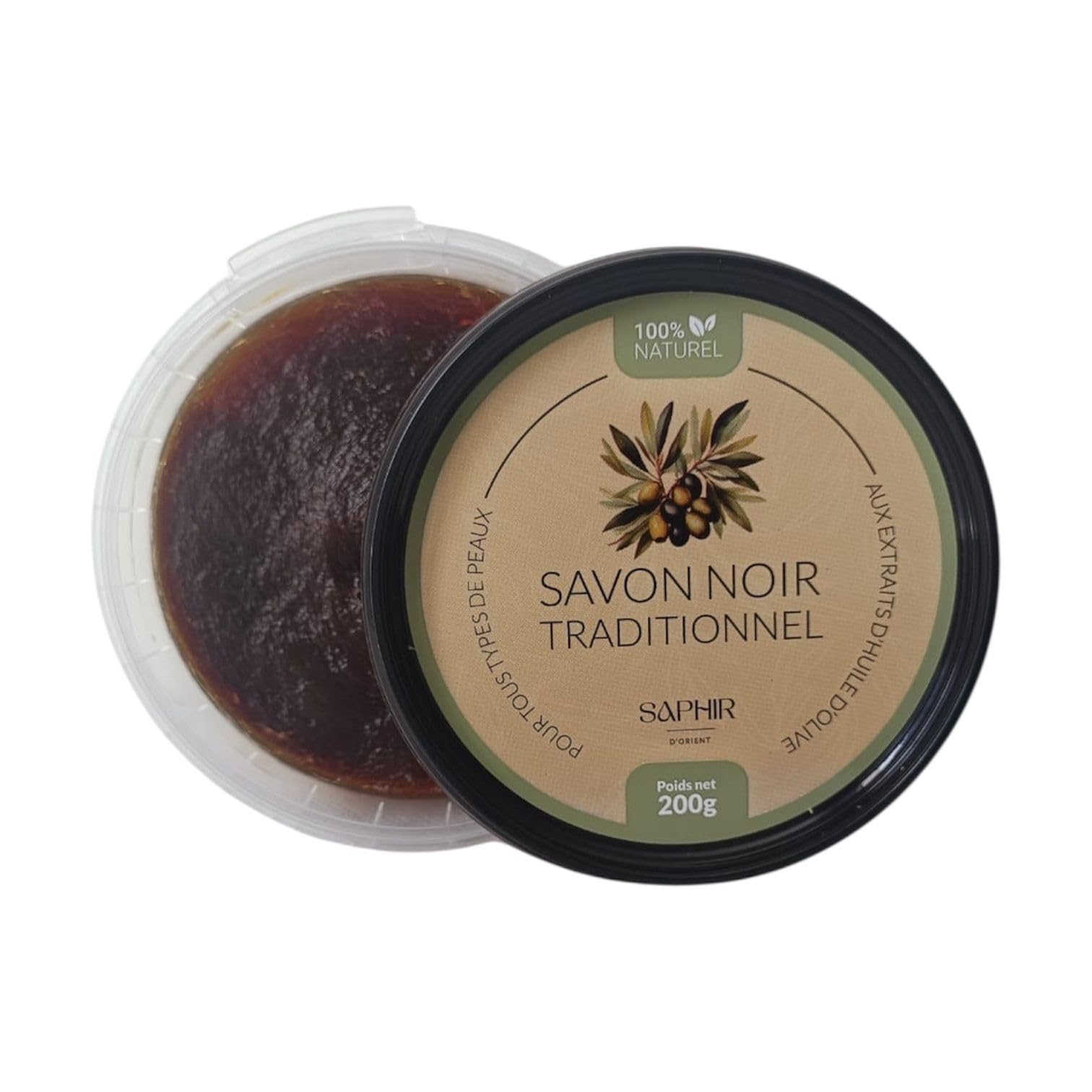 Savon Noir Du Maroc à L'huile D'Olive - Marque Saphir, 1 Kg, Soin Corps Et Visage