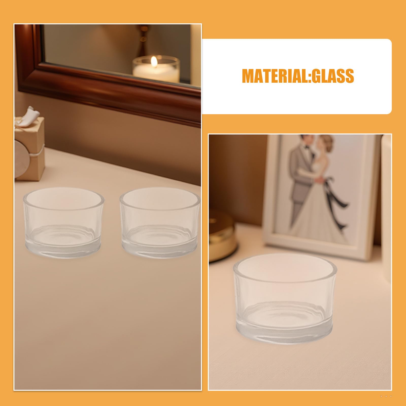 24 Piezas Portavelas de Vidrio Transparente Vintage