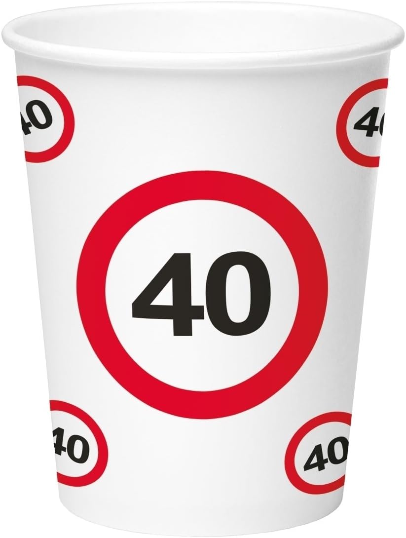 40th Birthday Traffic Sign 8 Cups