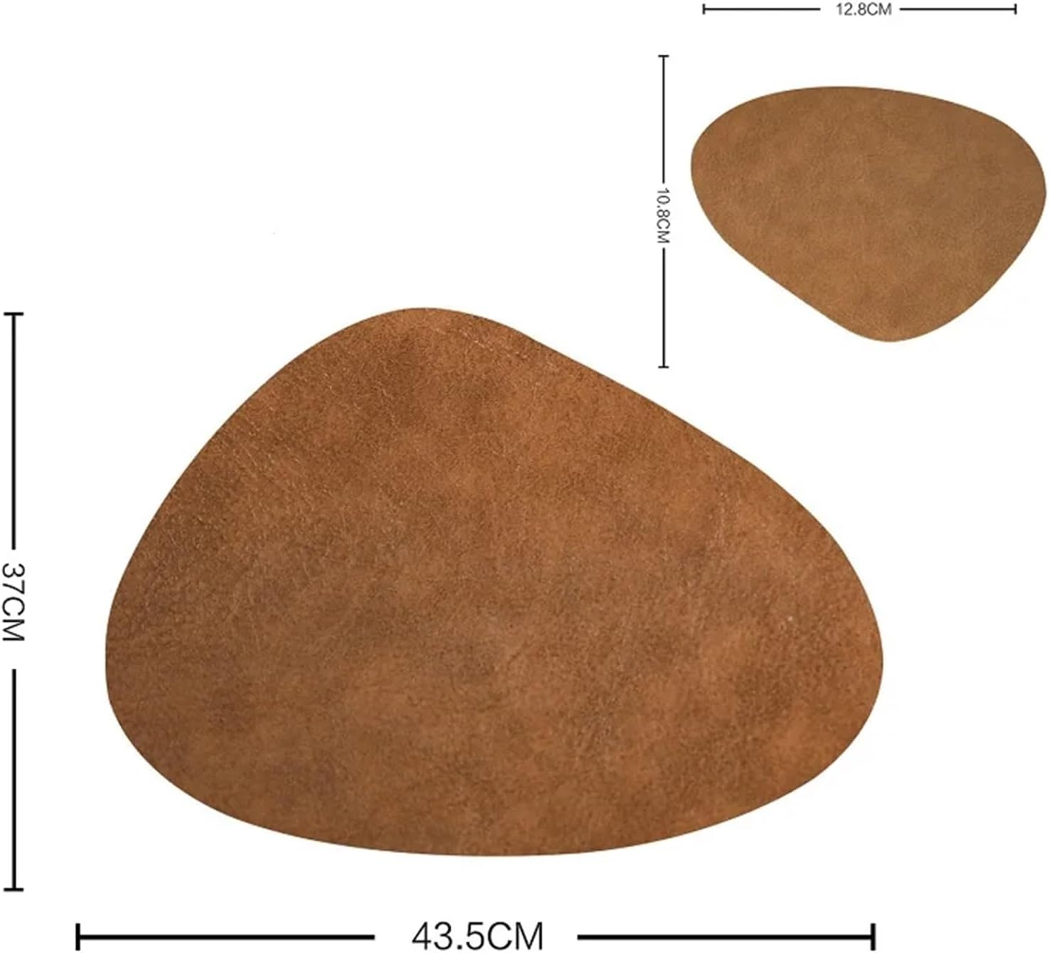 Oval Placemats and Coasters Cup Dishes Faux Leather Mat Bar Wedding Gift Place Mats Set Cowhide Grain Tea Table Pad(CCO Brownness,6sets)
