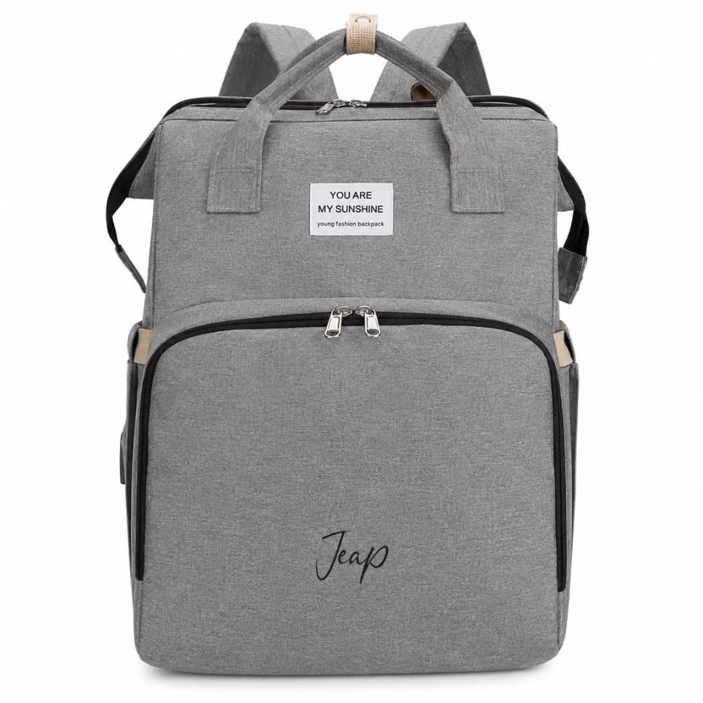 Jeap Sac à langer pour bébé | Sac bébé avec matelas à langer pour le changement de couches | avec poches thermiques et crochets poussette | Grand et en tissu imperméable | Sac à dos bébé pour maman et
