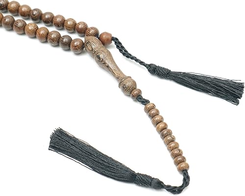 Miniatura 7 de Cuentas de oración islámica de madera  Natural Johar Tasbih 99 ct Redondo 0.315 in Cuentas con Borlas Negras, Madera, No es una piedra preciosa