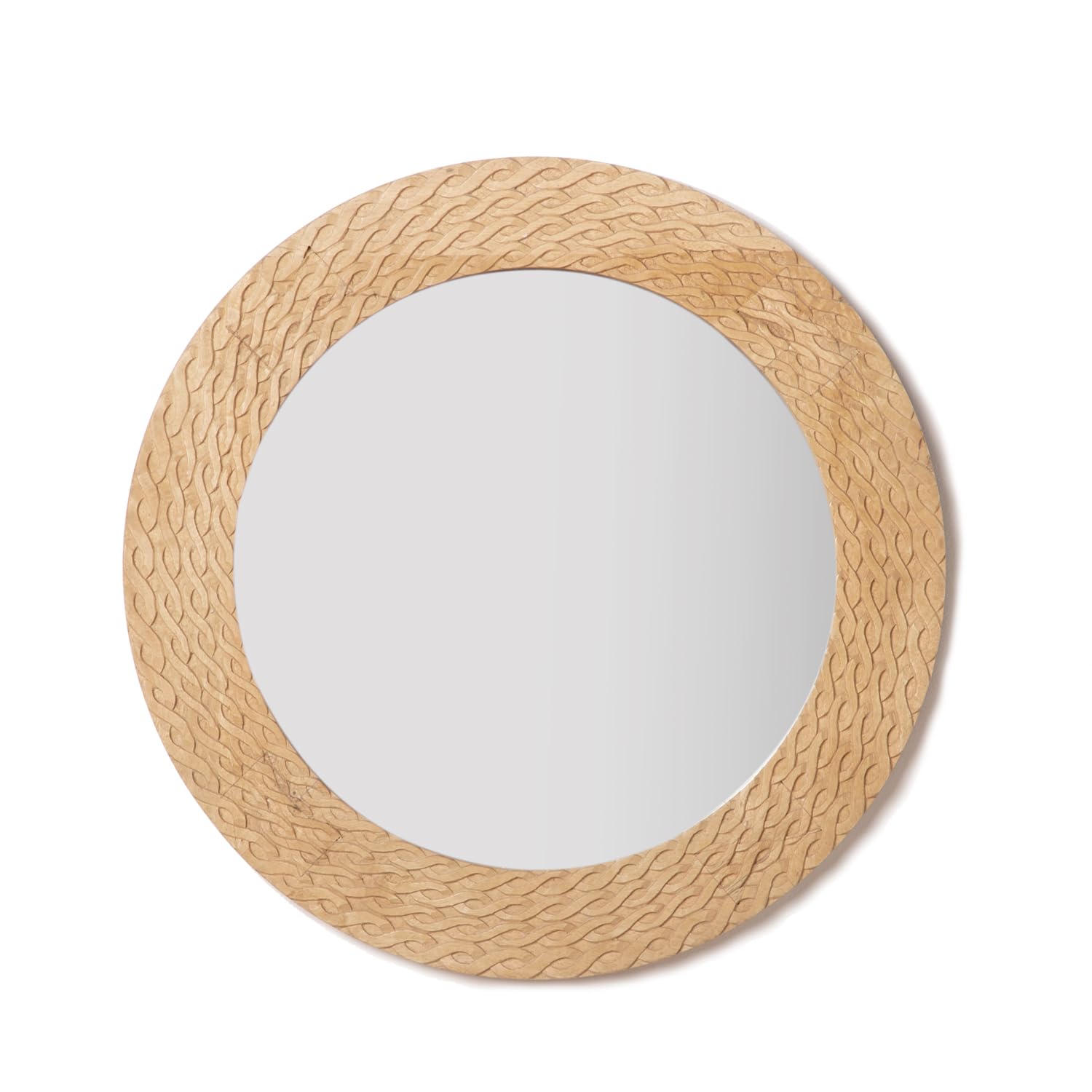 KLAST Espejo Redondo de Pared Ø65 en Madera de Mango