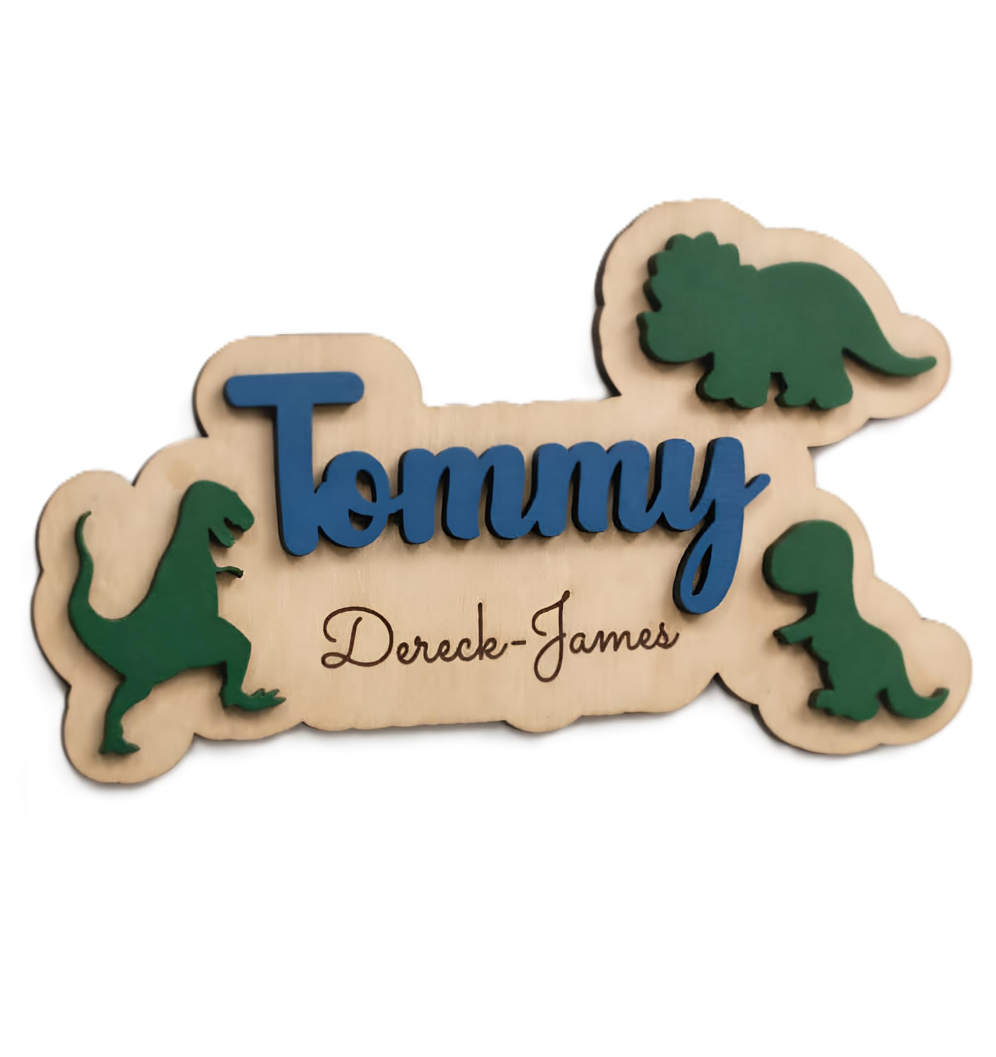 Custom Name Sign for Kids with Dinosaur Theme, Personalised Name Sign, Wooden 3D Name Plaque for Door, Nursery and Bedroom Decor, Baby Room or Playroom Name Sign