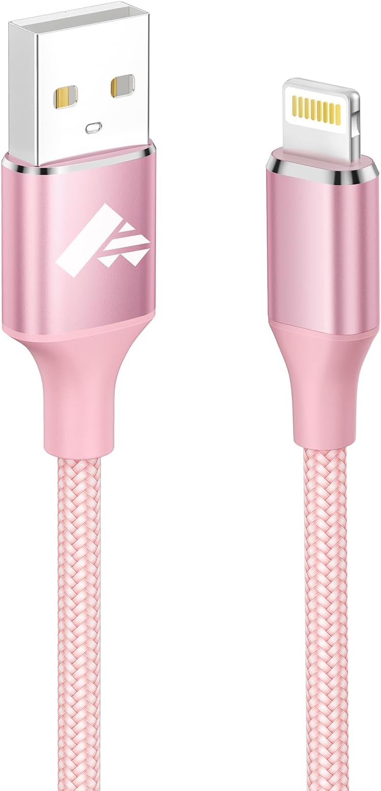 3M iPhone Charger Cable, MFi Certified Lightning Cable Long iPhone Charging Cable Braided iPhone Charger USB Fast Charging Lead Cable for iPhone 14 13 12 11 Pro Max XS XR X 8 7 6 Plus 5,iPad-Pink