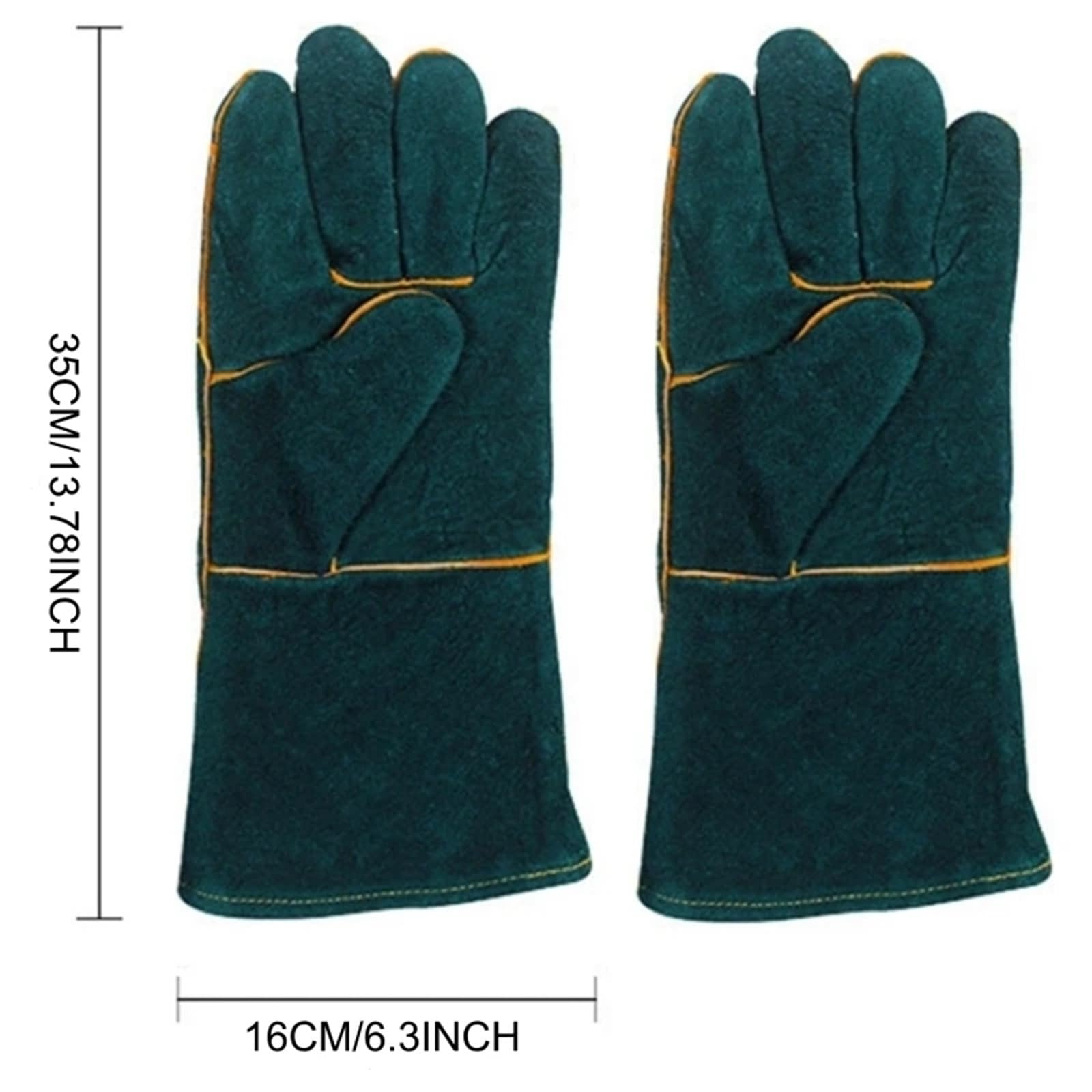 Guantes Anticortes, Guantes de seguridad y trabajo de piel de vacuno, de manga larga, resistentes a cortes, for soldadura TIG, MIG, motosierra, construcción y jardinería. | 60cm