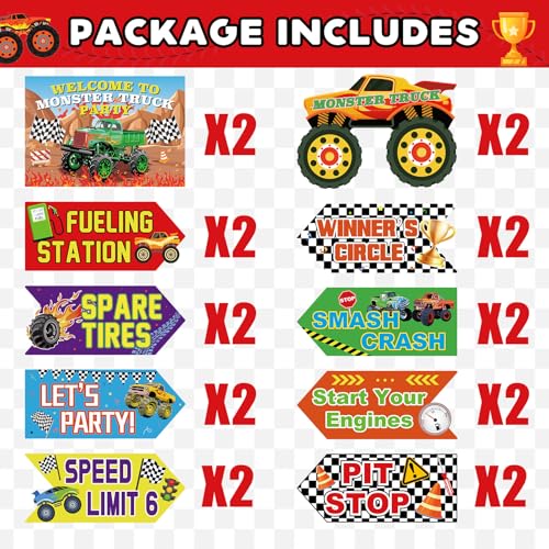 Image of Hooqict 20 Pieces Truck Party Decorations Signs Welcome To Truck Birthday Party Supplies Classroom Wall Door Porch Yard Sign Car Backdrop