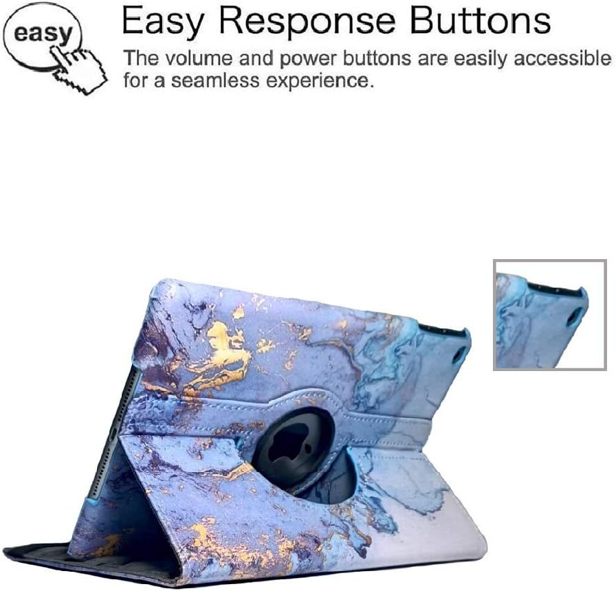 iPad Case for iPad 9.7 2018 2017 / iPad Air 2 / iPad Air - 360 Degree Rotating Stand Protective Cover with Auto Sleep Wake for iPad 9.7 inch (6th Gen, 5th Gen) / iPad Air 2 / iPad Air(Marble-White)