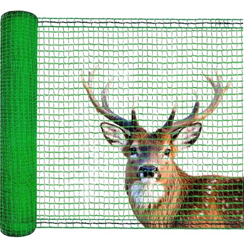 Junkogo Deer Fence Netting 4x100 Ft Plastic Mesh Netting for Garden Protection Temporary Fence Animals Barrier for Bird Chicken Reusable Mesh Fencing Roll for Vegetable Fruit Tree Shrubs Green