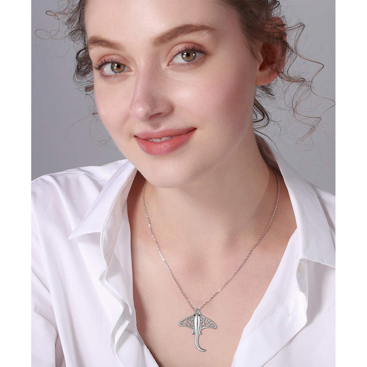 DAOCHONG Rochenhalskette aus 925er-Sterlingsilber, Meerestier, Mantarochen-Anhänger, Halskette, Schmuck für Damen, Teenager, Mädchen, Herren