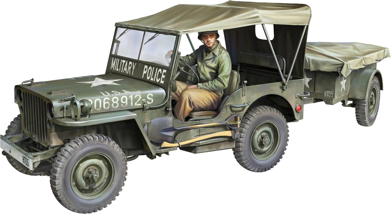 TAKOM TAK1026 1/4 Ton Utility Truck with Trailer - 1:16 Model Kit - US Off-Road Vehicle with Driver Figure & PE Parts - Unbuilt