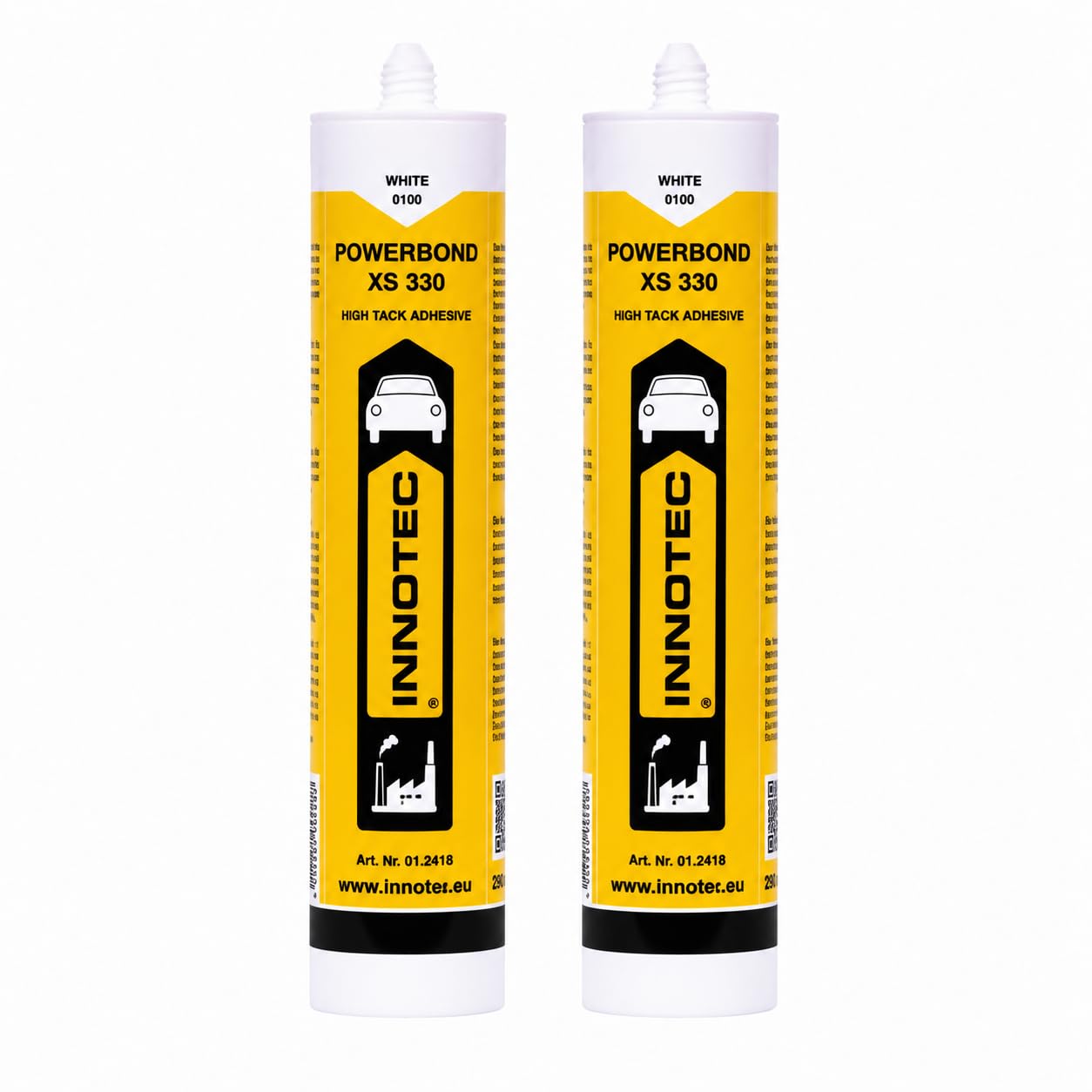 2 Stück Innotec Powerbond Weiß - Premium Montagekleber - Kleben statt Bohren Wasserresistent - Kraftkleber für innen & außen - hohe Anfangshaftung universell einsetzbarer Baukleber - Kleber XS 330