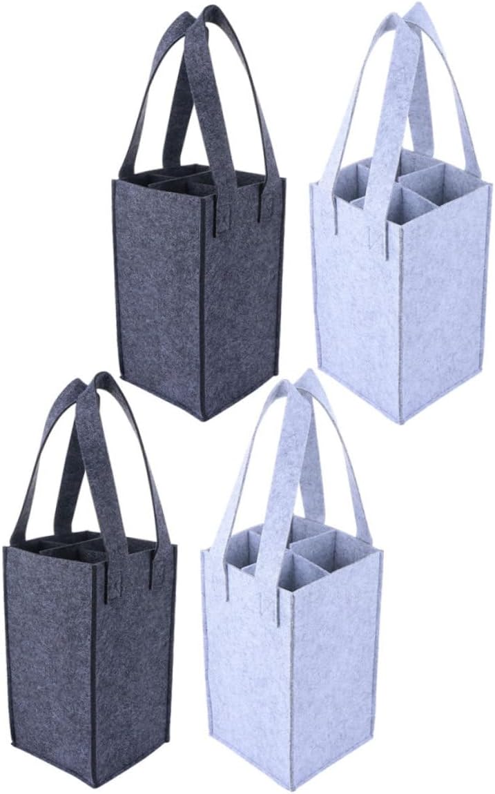 Felt Wine Carrier Bag 4pcs with Multi Compartment Interior