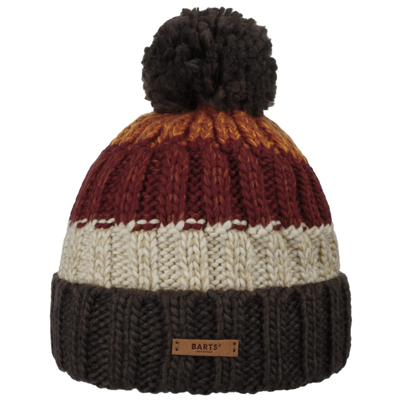 Barts Wilhelm Knit Hat with Cuff ski Hats Bobble (One Size - Bordeaux)