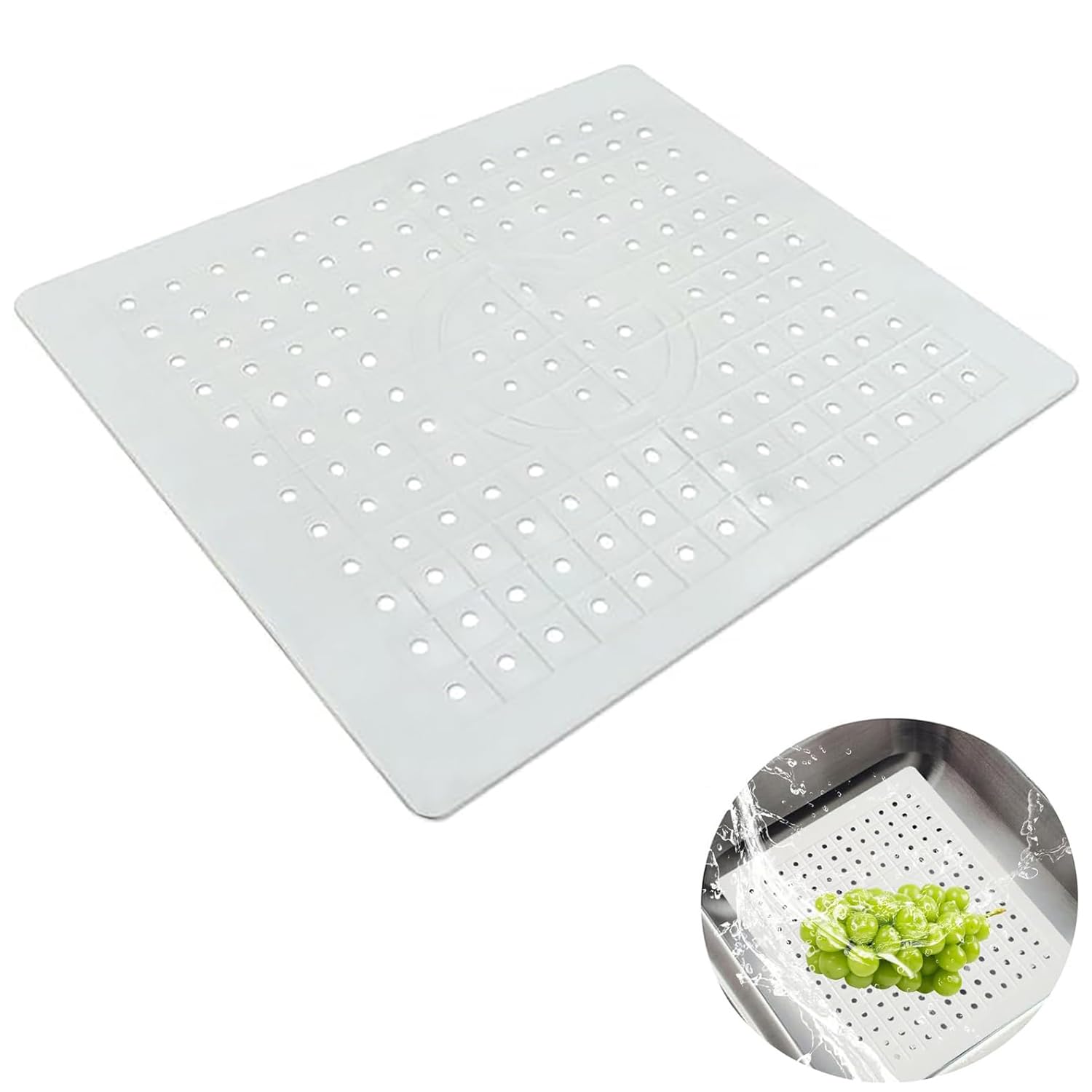 Tapis Fond D'évier 2 Pièces Découpables - Nid D'abeille Silicone Antidérapant - Protection Vaisselle Et éviers - 8