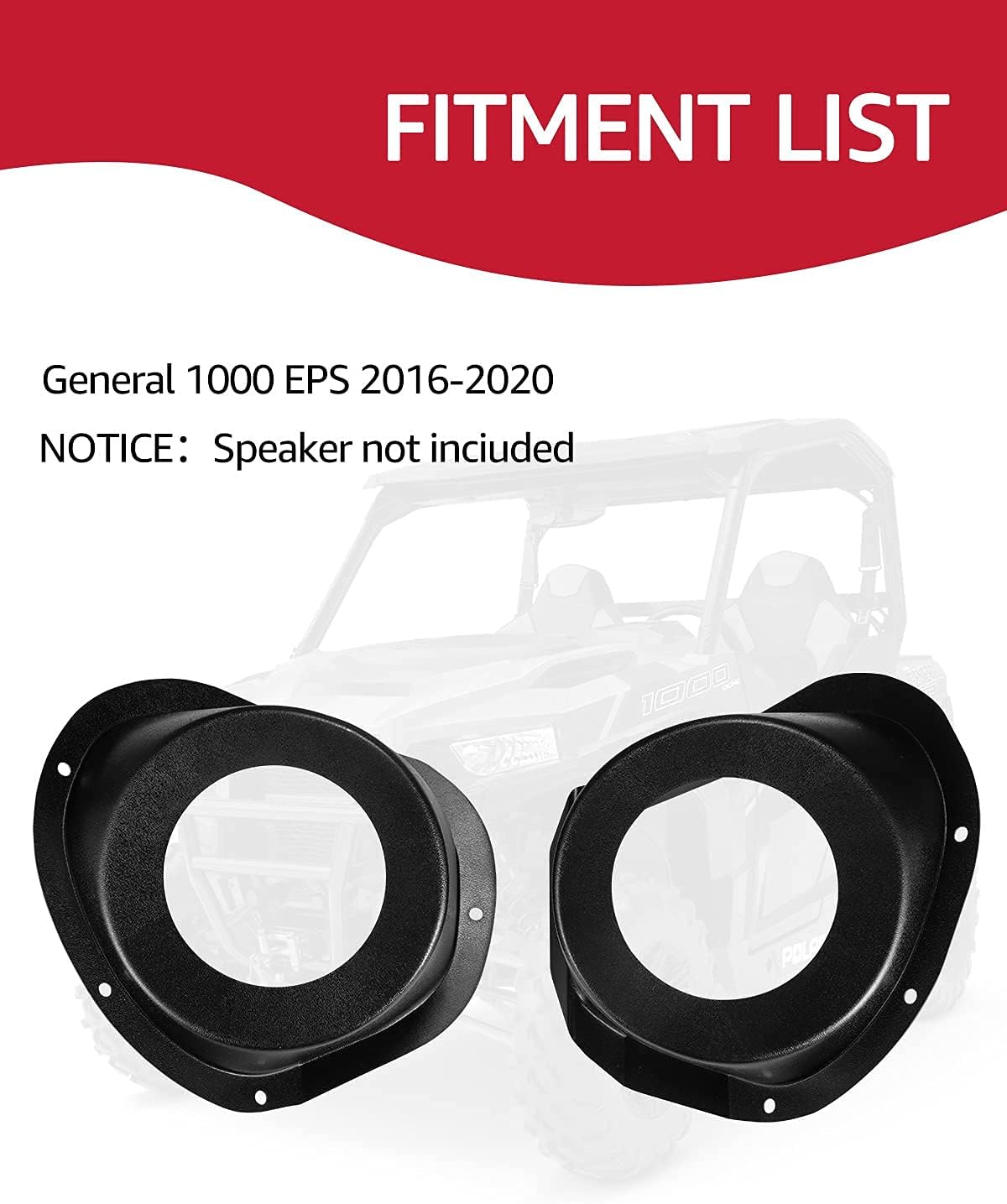 A & UTV PRO Front Kick Pods Under Dash Mount Enclosure for 2016-2024 Polaris General 1000 EPS Accessories, UTV 6.5" inch Speaker Panels, 2PCS