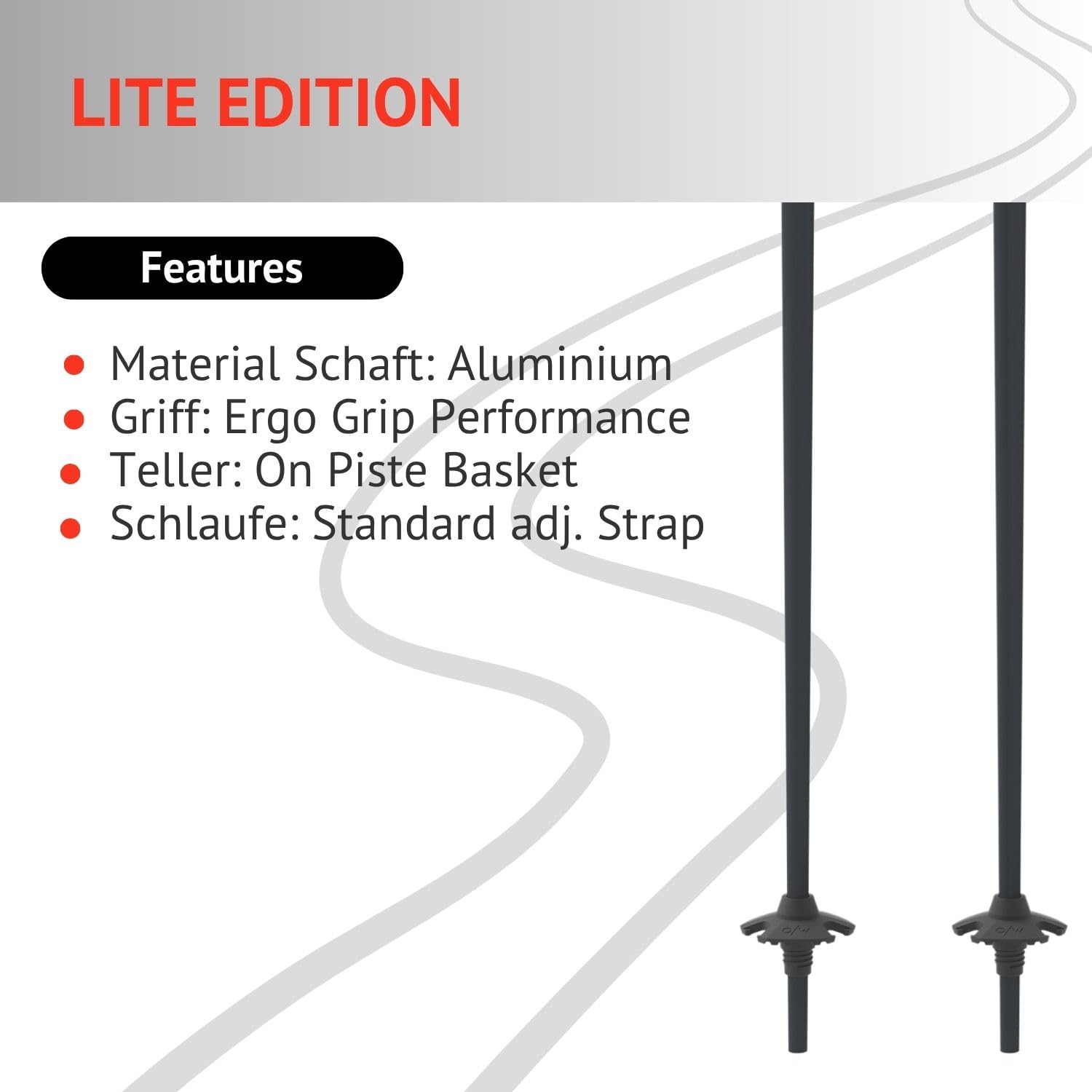 Skistöcke Fischer Lite Edition Alu - Alpin Ski Stöcke - hochwertiger Aluminium Skistock - Allmountain Pistenstock - Unisex - ergonomischer Griff - verstellbare Handschlaufe